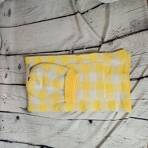 BP Yellow/White Checkered Pocket Scarf and Hat Set NWT